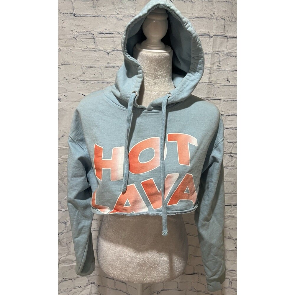 Women’s Light Blue Hot Lava Cropped Hoodie Cotton size Medium